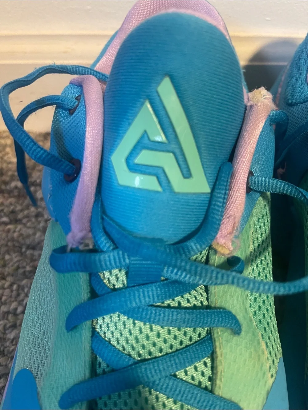 Nike Teal Blue Pink Basketball Sneakers ZOOM Freak 4.